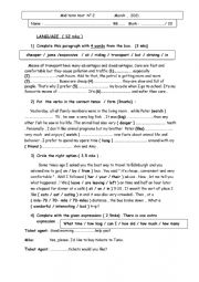 English Worksheet: mid term test 2 8th form     