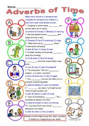 English Worksheet: Adverbs of Time multi-choice worksheet with answer keys