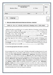 English Worksheet: 4th form mid-term test N2 