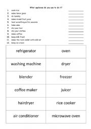 English worksheet: Appliances