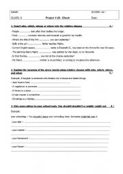 English Worksheet: Project 4 Unit 3 - Check