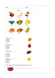 English Worksheet: fruit