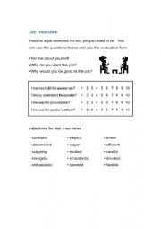 English Worksheet: Speaking: Job Interview