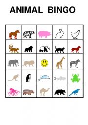 English Worksheet: Animal Bingo 1