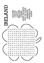 English Worksheet:  Ireland/Saint Patricks Day Word Search