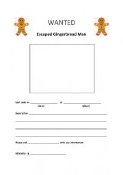English Worksheet: Gingerbread man 