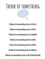 English Worksheet: Think of something 