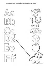 English Worksheet: MATCH LETTER WITH PICTURES