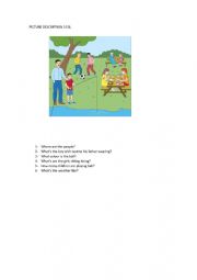 English Worksheet: PICTURE DESCRIPTION 3 ESL