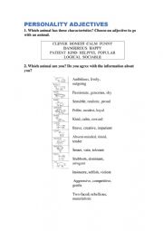 English Worksheet: PERSONALITY ADJECTIVES