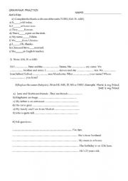 English Worksheet: Basic Grammar Practice