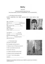 English Worksheet: SONG - Betty by Taylor swift