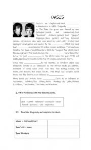 English Worksheet: Oasis Worksheet