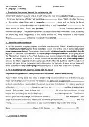 English Worksheet: First Form Mid of Term 2  Test    