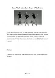 English Worksheet: Beyonce - Single Ladies
