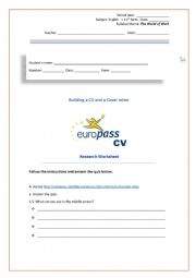 English Worksheet: Building a CV and a Cover Letter