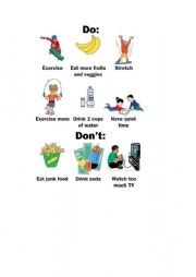 English Worksheet: keeping healthy