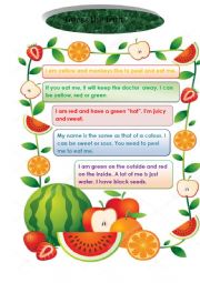 English Worksheet: guess the fruit