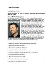 English Worksheet: Activities based on the song Last Christmas  by George Michael