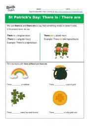 St. Patricks Day Lesson on There is or There are - Worksheet, Activity, and Video Lesson