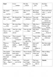 English Worksheet: Possessive adlectives board game