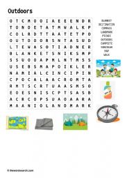English Worksheet: Outdoor vocabulary wordsearch
