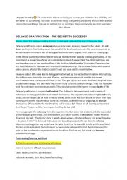 English Worksheet: Delayed gratification
