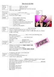 English Worksheet: Who Knew? by PINK