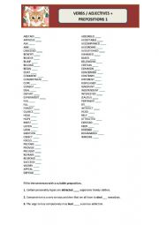 English Worksheet: Prepositions after verbs and adjectives 1