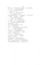 English Worksheet: the simple past tense
