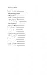 English Worksheet: Countries and Capitals