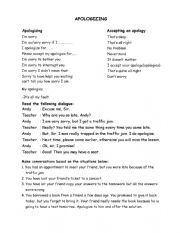 English Worksheet: apologizing