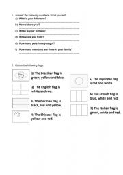English Worksheet: Personal Information & Countries 