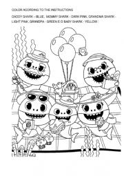 English Worksheet: Family with baby shark
