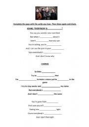 English Worksheet: Keane - Somewhere only we know