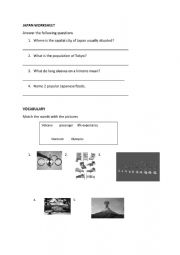 English Worksheet: Japan basic facts worksheet