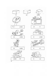 English Worksheet: on in under