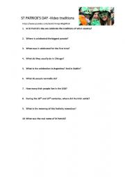 English Worksheet: Questions listening St Patrick�s day