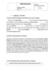 English Worksheet: Mid term Test 2 9th form