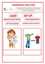 English Worksheet: MORNING ROUTINE cut & paste