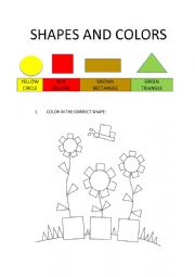 English Worksheet: SHAPES AND COLORS