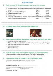 English Worksheet: Bonfire night