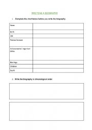 English Worksheet: Biography about a famous person