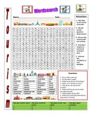 English Worksheet: Tourism words