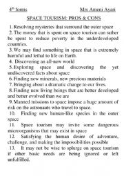 English Worksheet: Space tourism