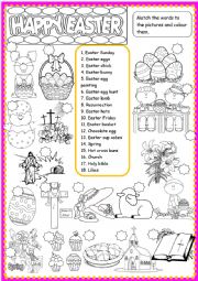 English Worksheet: Happy Easter , vocabulary for young learners