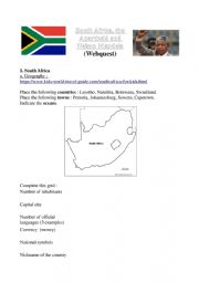 Webquest about South Africa, the Apartheid and Nelson Mandela
