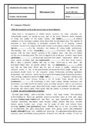 English Worksheet: Mid - semester 2 test  ; 4th form