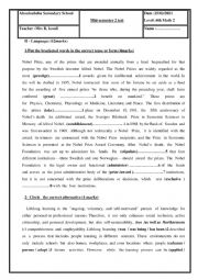 English Worksheet: Mid - semester 2 test  ; 4th form