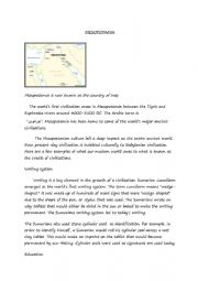 English Worksheet: mesopotamia and its civilizations